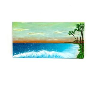 Original Acrylic Impasto Style Painting on 12”x24”x.75” Birch Panel-“Paradise”